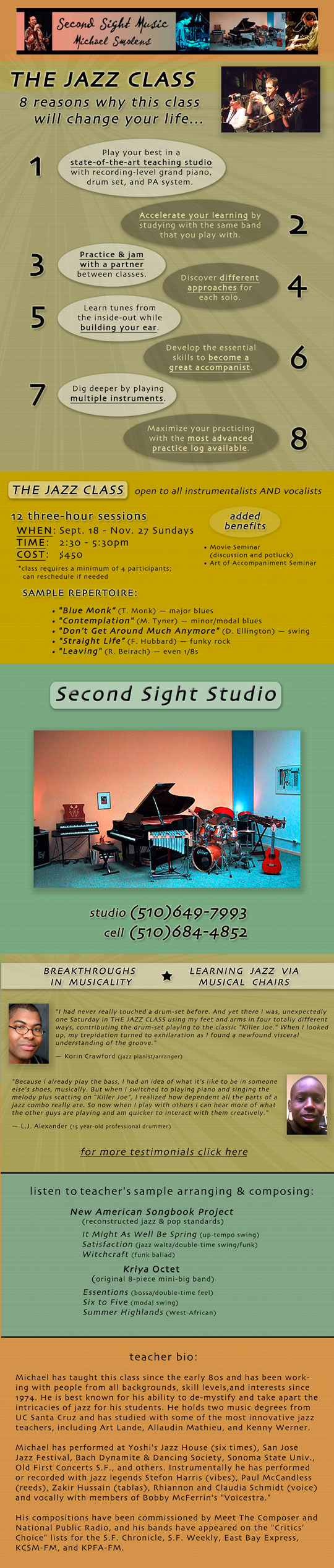 Michael Smolens' Jazz Class at Second Sight Music Studios