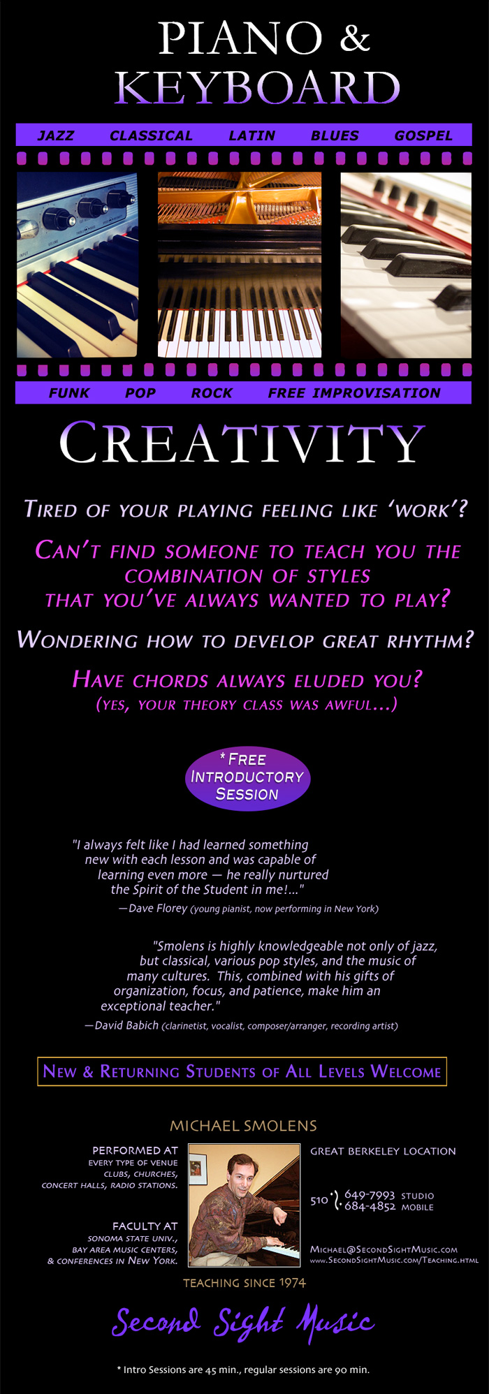 piano and keyboard lessons